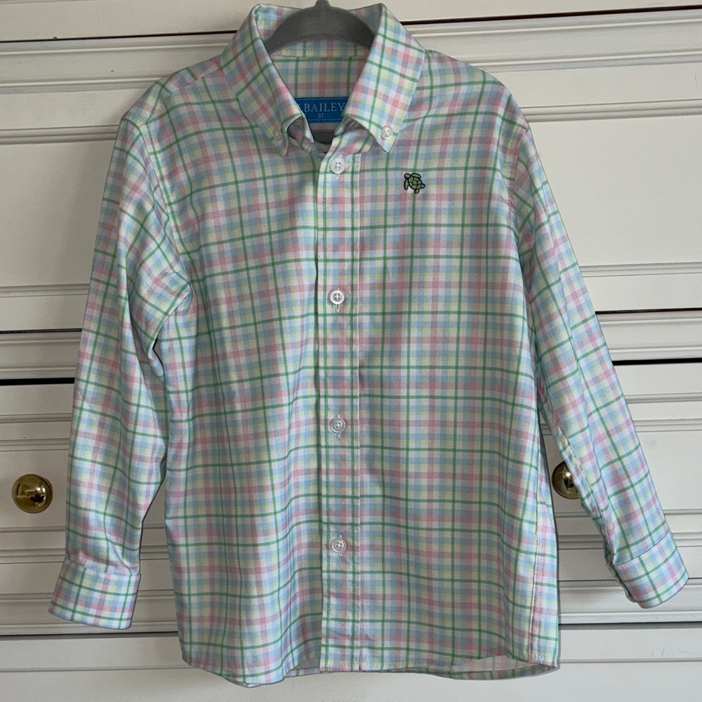 Bailey Boys Pastel Plaid Button-Down Shirt - Green/Pink/Blue